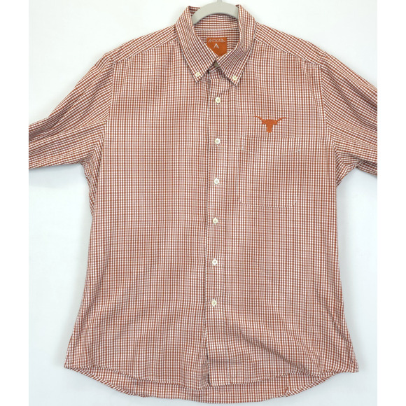 Texas Longhorns Antigua Embroidered Logo Plaid Button Down Shirt L/S Men L - Picture 1 of 14